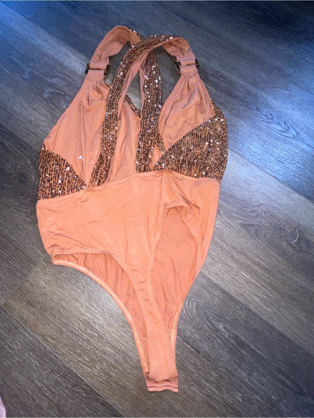 Free People Zuri Sequin Embellished shimmer party Criss Cross body Suit Sz S - Picture 4 of 5